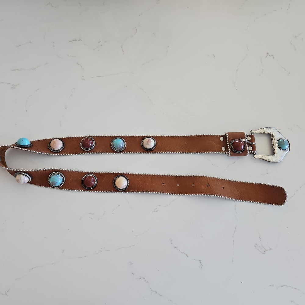 Leatherock Antique look Belt with  Stone accents throughout.
